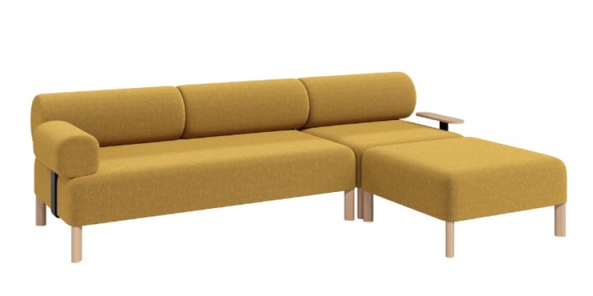 PEBBLES L SHAPE SOFA - MUSTARD